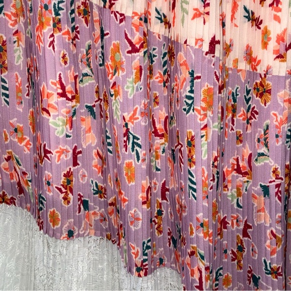 Anthropologie Laia Pleated Floral & Lace Midi Cottagecore Skirt - Picture 4 of 6